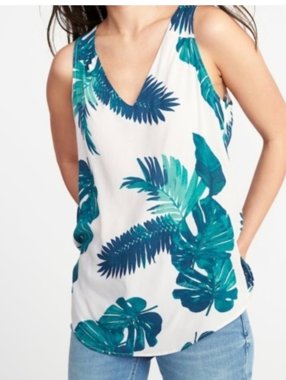Old Navy Tropical Palm Leaf Print Tank